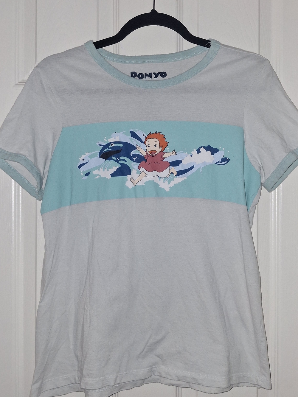 Her Universe Studio Ghibli "Ponyo" Stripe Girls Ringer T-Shirt Size MD